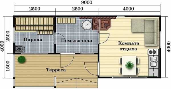 Схема расположения комнат в бане