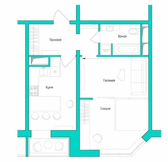 Izgled studio apartmana površine 40 m2 - Dizajn jednosobnog stana od 40 m2 - najbolje fotografije i projekti za 2018. godinu