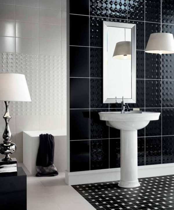 Дизайн ванной черная плитка